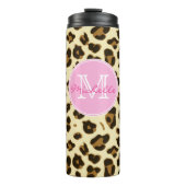 Frecher Leopard-Druck mit rosa Monogramm Thermosbecher (Vorderseite)
