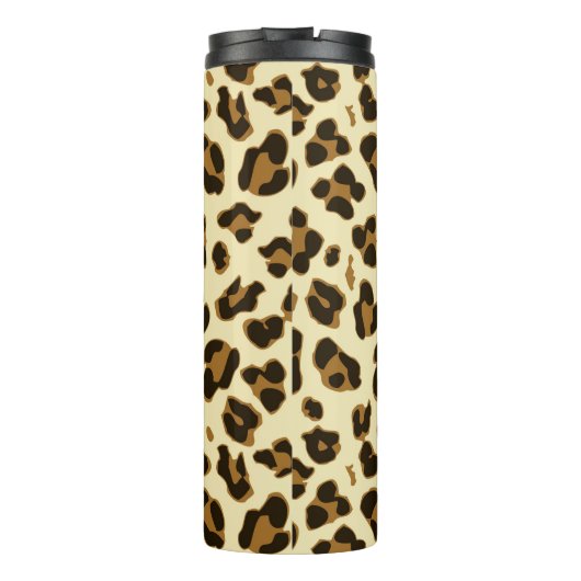 Frecher Leopard-Druck mit rosa Monogramm Thermosbecher (Rückseite)