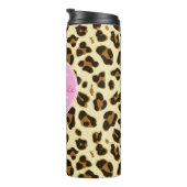Frecher Leopard-Druck mit rosa Monogramm Thermosbecher (Nach rechts gedreht)