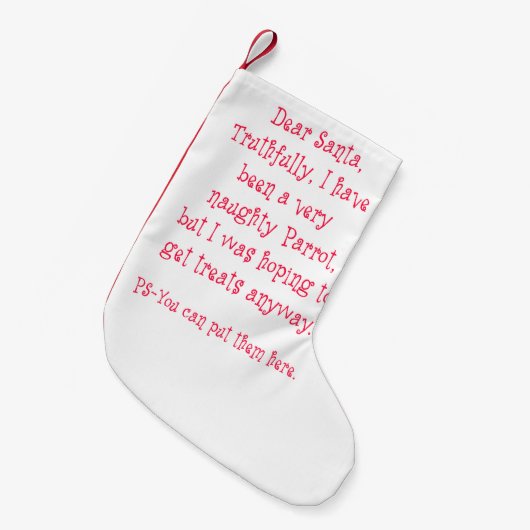 Frecher Papagei Kleiner Weihnachtsstrumpf (Vorderansicht (hängend))