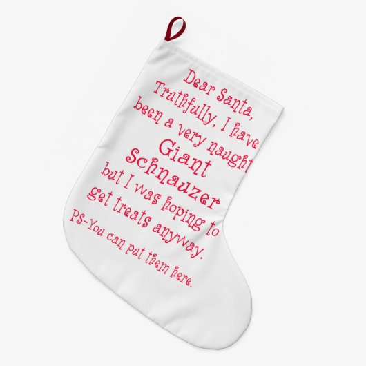 Frecher Riesenschnauzer Großer Weihnachtsstrumpf (Vorderansicht (hängend))