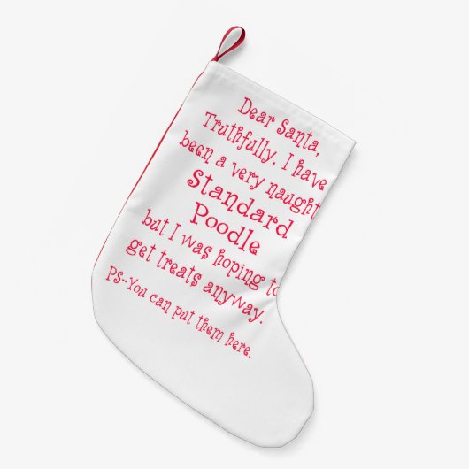 Frecher Standardpudel Kleiner Weihnachtsstrumpf (Vorderansicht (hängend))