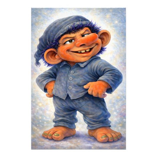 Frecher Wald-Troll-Junge Gemütliches Märchen Fotodruck (Vorne)