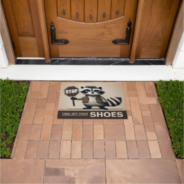 Frecher Waschbär Schuhe ausziehen sauberes Haus Fußmatte