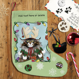 Frecher Weihnachtskatzenhumor Maine Coon Grün Lust Kleiner Weihnachtsstrumpf