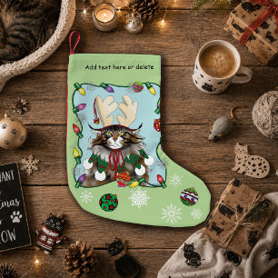 Frecher Weihnachtskatzenhumor Maine Coon Grün Lust Kleiner Weihnachtsstrumpf