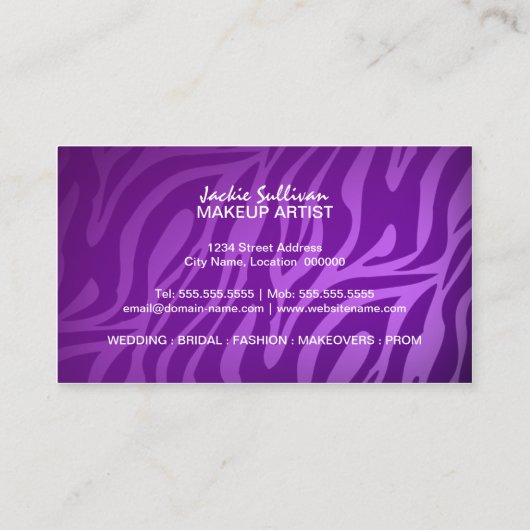 Frecher Zebra-Maskenbildner Visitenkarte (Rückseite)