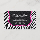 Frecher Zebra-Streifen und Diamant-Visitenkarte Visitenkarte (Rückseite)