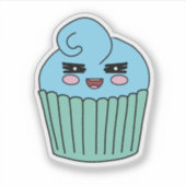 Freches Blaue Cupcake Aufkleber (Vorderseite)