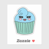 Freches Blaue Cupcake Aufkleber (Blatt)