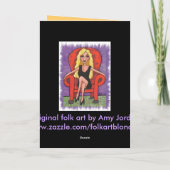 Freches blondes u. ein roter Stuhl - Grußkarte Karte (Rückseite)