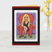 Freches blondes u. ein roter Stuhl - Grußkarte Karte (Gelbe Blume)