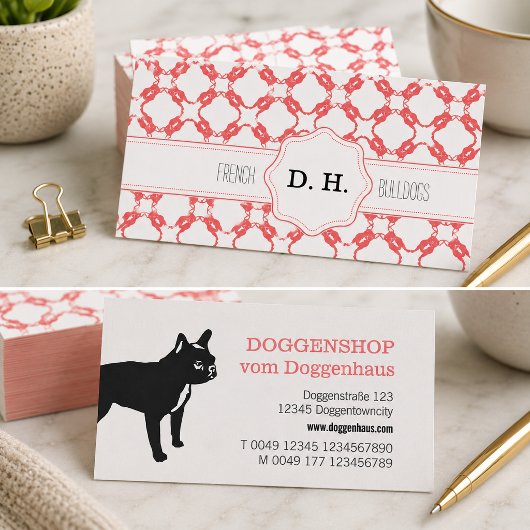 Freches Frenchie Muster Visitenkarte