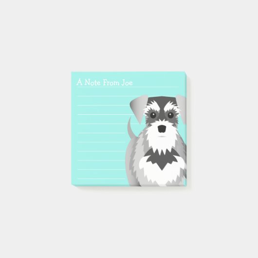 Freches Miniaturschnauzer-niedliches Grün Post-it Klebezettel (Vorderseite)
