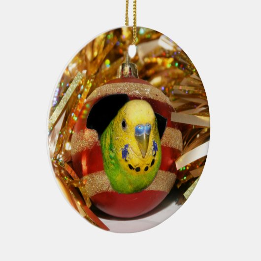 Freches Parakeet Weihnachten Keramik Ornament (Rechts)
