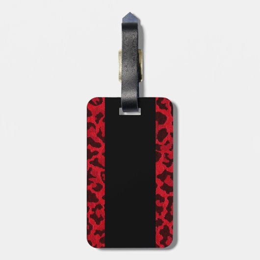 Freches rotes Leopard-Monogramm Gepäckanhänger (Rückseite vertikal)