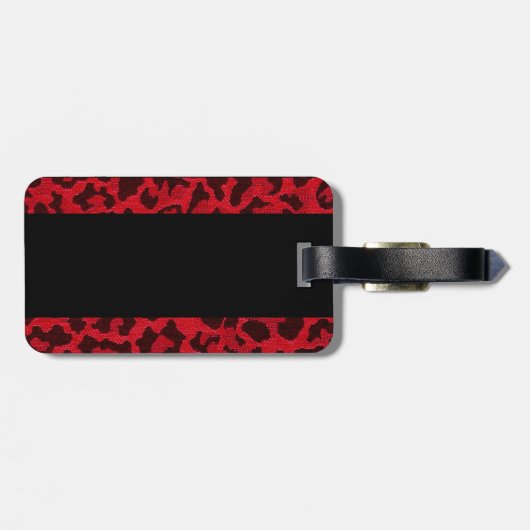 Freches rotes Leopard-Monogramm Gepäckanhänger (Rückseite horizontal)