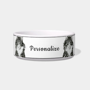 Freches Schwarz-Weiß-Katzenschüssel-Design Napf