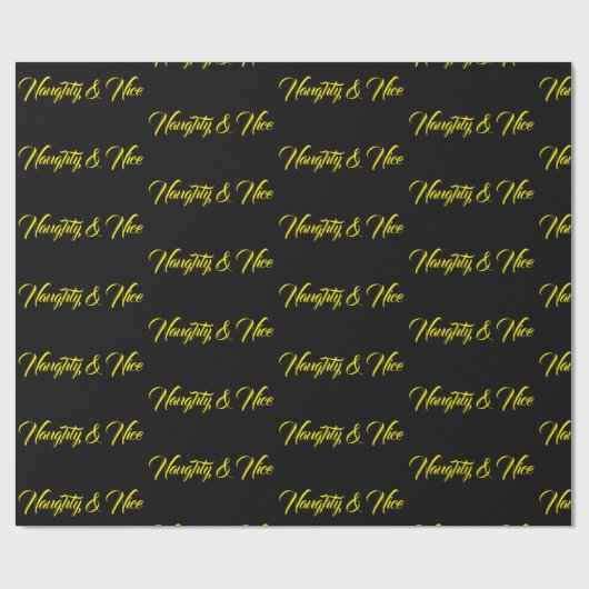 Freches u. Nizza gelbes Skript auf Schwarzem - Geschenkpapier (Flach)