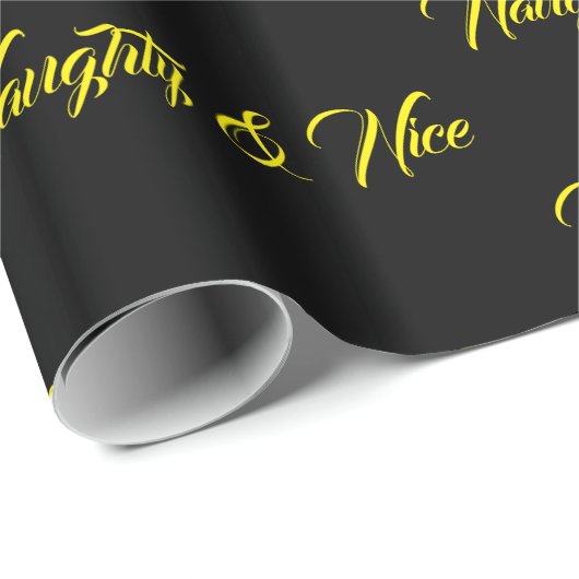 Freches u. Nizza gelbes Skript auf Schwarzem - Geschenkpapier (Rolleneckpunkt)