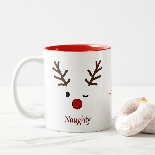 Freches u. Nizza personalisiertes Ren Zweifarbige Tasse (Mit Donut)