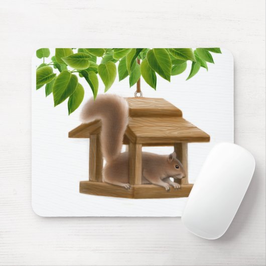 Freches Vogel-Zufuhr-Eichhörnchen Mousepad (Mit Mouse)