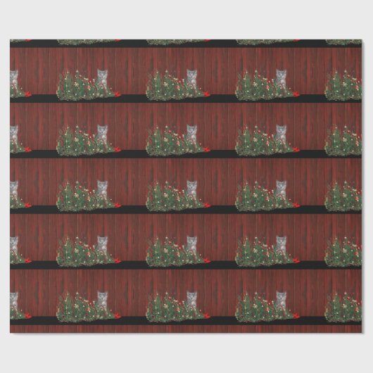 Freches Weihnachtskätzchen Geschenkpapier (Flach)