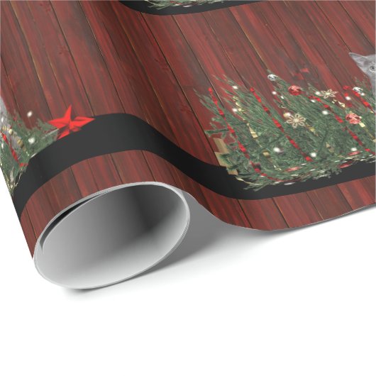 Freches Weihnachtskätzchen Geschenkpapier (Rolleneckpunkt)