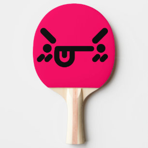 Freches wütendes Gesicht Pink Tischtennis Schläger