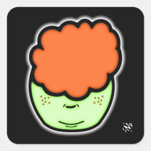 Freckled Ingwer Kind (lustiger Cartoon wie Sketch) Quadratischer Aufkleber