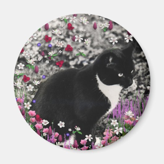 Freckles in Blume II - Tux Kitty Cat Magnet (Vorne)