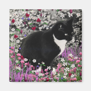 Freckles in Blume II - Tux Kitty Cat Magnet
