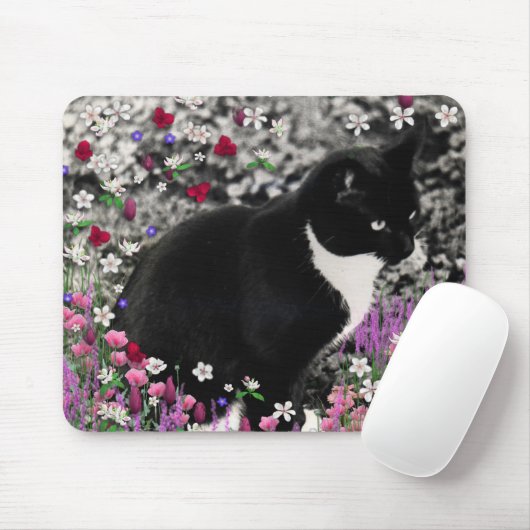 Freckles in Blume II - Tuxedo Cat Mousepad (Mit Mouse)