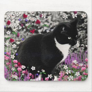 Freckles in Blume II - Tuxedo Cat Mousepad