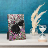 Freckles in Blume II - Tuxedo Kitty Cat Fotoplatte (Seite)