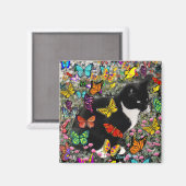 Freckles in Butterflies - Tuxedo Kitty Magnet (Vorderseite/Rückseite)