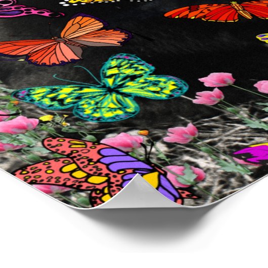 Freckles in Butterflies - Tuxedo Kitty Poster (Ecke)