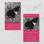 Freckles in den Blumen II - Tuxedokitty-Katze Visitenkarte (Vorne/Hinten)
