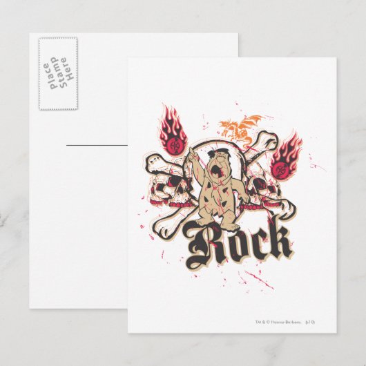 Fred Flintstone Rock Postkarte (Vorne/Hinten)