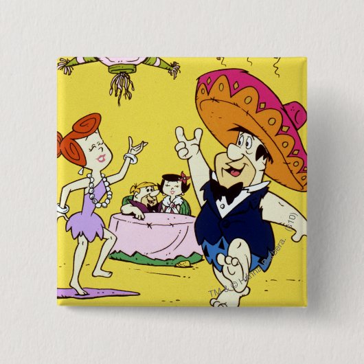 Fred Flintstone Wilma Barney und Betty Fiesta Button (Vorderseite)