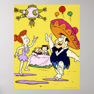 Fred Flintstone Wilma Barney und Betty Fiesta Poster