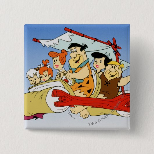 Fred Flintstone Wilma Barney und Betty PEBBLES™ Button (Vorderseite)
