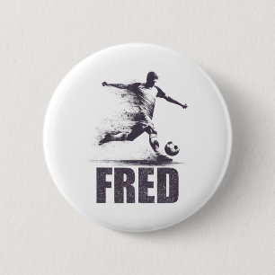 Fred Fußballjungen Personalisierter Vorname Fred  Button