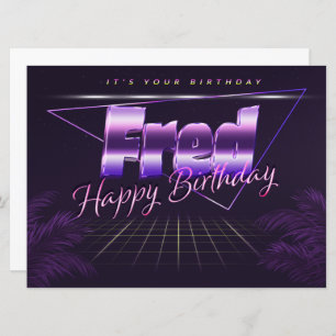 Fred Name Vorname lila retro Karte Geburtstag