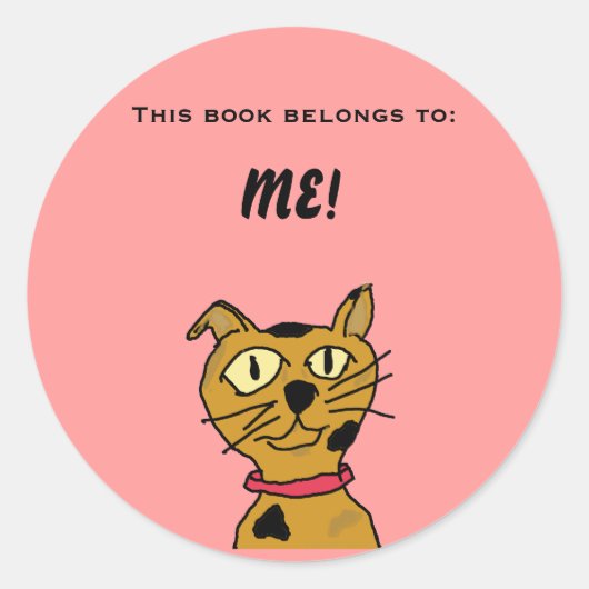 Fred the Cat book plate Runder Aufkleber (Vorderseite)