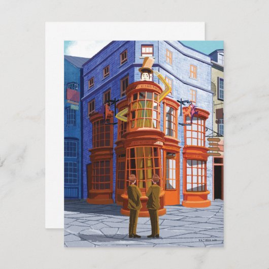 Fred und George bei Weasleys Wizard Wheezes Mitteilungskarte (Vorne/Hinten)