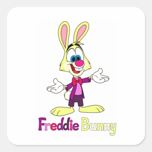 Freddie Bunny Quadratisches Aufkleber (Vorderseite)