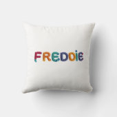FREDDIE Name in lebendigem Crochet-Muster Kissen (Rückseite)