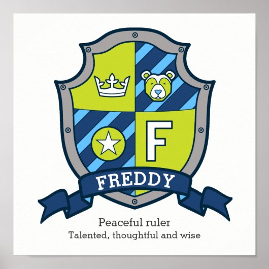 Freddy Letter F boys heißen Wappen Poster (Vorne)