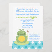 Freddy the Pond Frog Baby Shower 12x18 Einladung (Vorne/Hinten)